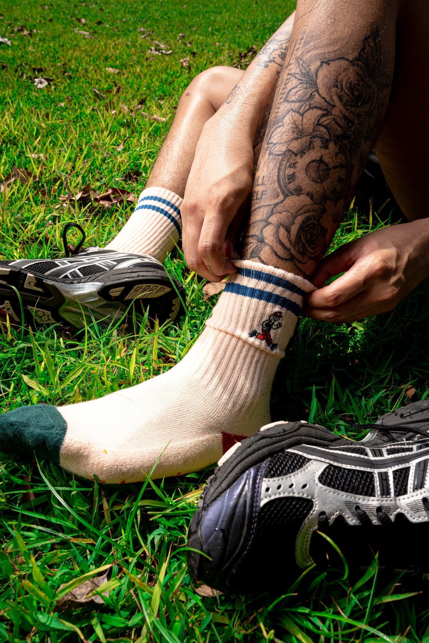 'Rhythm' Striped Socks - Antibiotic Smile & Solevenir Collab (Peach)